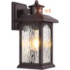 Brown Motion Sensor Outdoor Wall Sconce - Smart Dusk to Dawn Outdoor Lighting, Oil Rubbed Bronze Outdoor Wall Lights & Exterior Light Fixtures, Porch Lights with Water Rippled Glass for Garage House