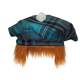 The Dragons Den Adults Tartan Tam-O-Shanter With Ginger Hair Scotland Burns Night Hat Fancy Dress [Balmoral]