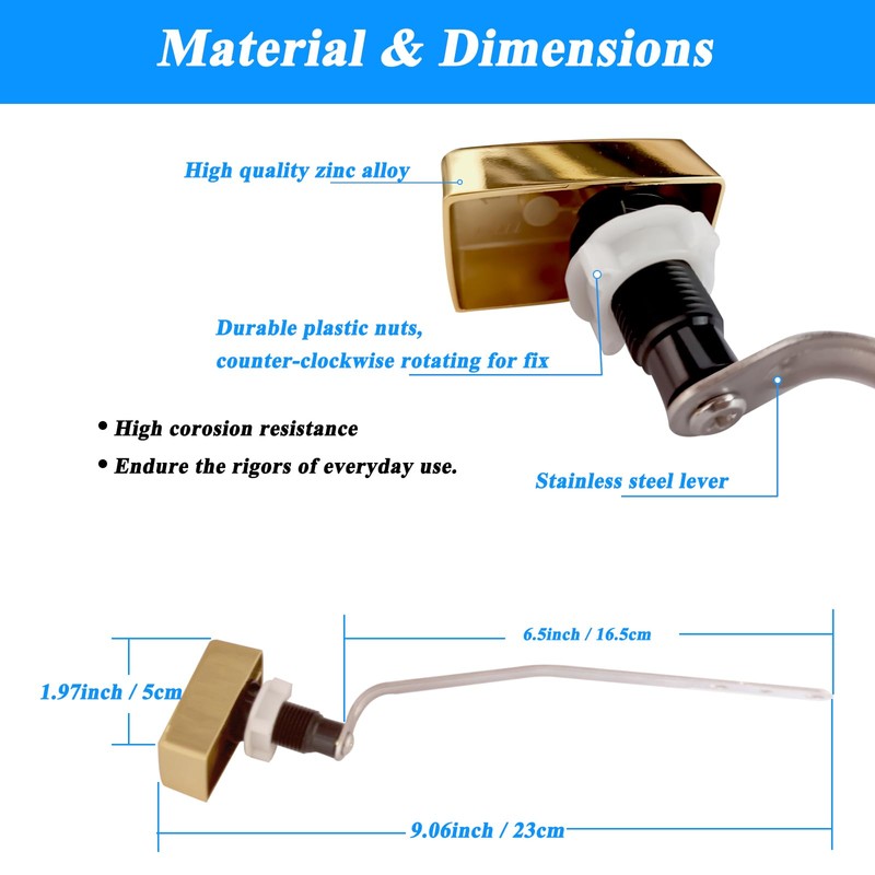 VALLVATER Toilet Flush Handle Replacement, Side Mount Toilet Tank Lever