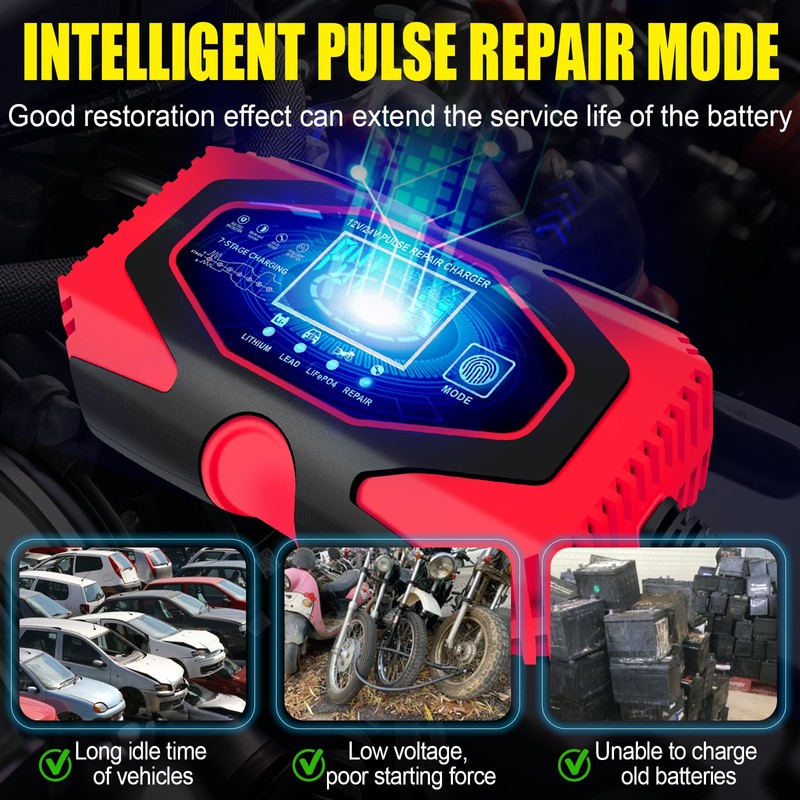 MBUMJPIH Battery Charger 6-Amp 12V and 24V Fully-Automatic Smart Car