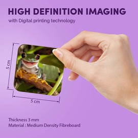 1 x Square MDF Fridge Magnet - Smiling Green Frog 14182