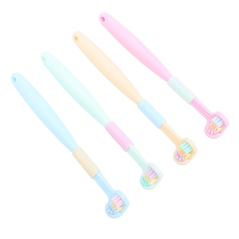 4pcs Three Sided Toothbrush Soft Bristles Three Head Teeth Cleaner