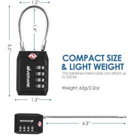 NoBrand 2 Pack TSA Approved Travel Luggage Locks, 4-Digit Cable Combination Suitcase