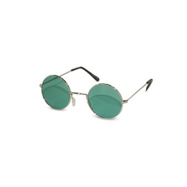 John Lennon Sunglasses Round Hippie Shades Retro Colored Lenses Retro Party (Silver frame w/Green Lens)