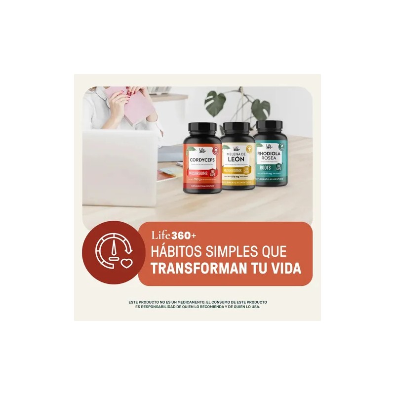 Cordyceps Mushrooms Life 360+ 180 Cápsulas Hongo Cordyceps Sin Sabor