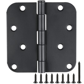 4 in x 4" Black Door Hinges 12 Pack Matte Black Door Hinges 4 Inch Exterior Interior Door Hinges for Doors,Standard,Stall,Back,Heavy Duty Hollow Core,Front Door Hardware Black 5/8"Radius Round Hinge