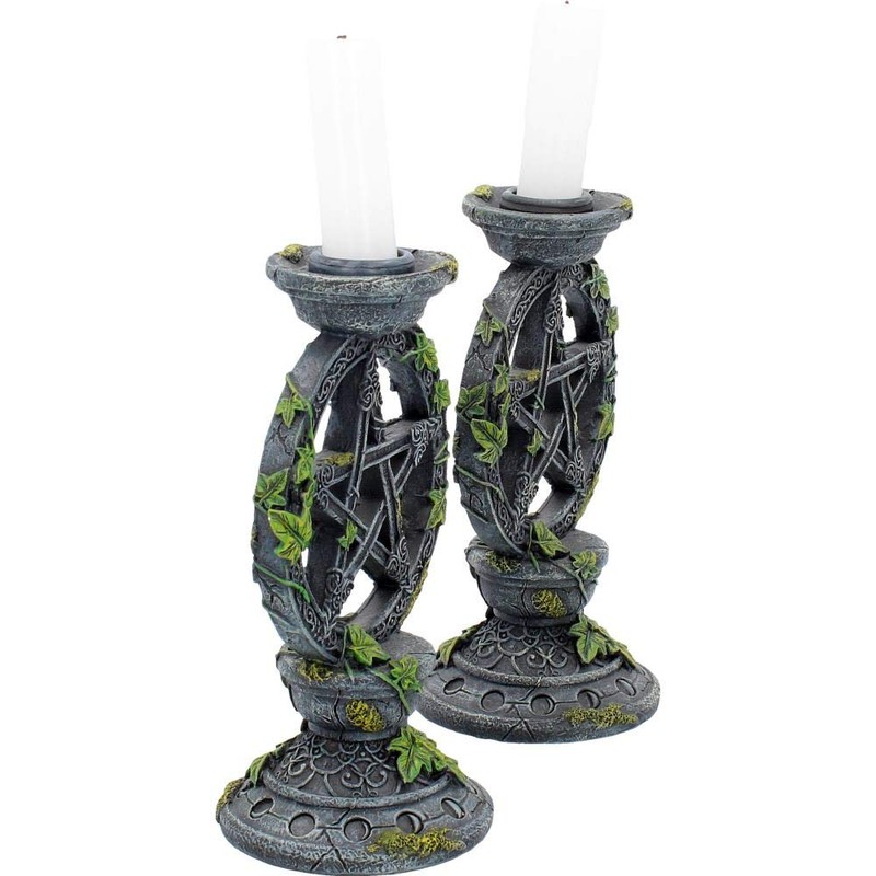 Nemesis Now B2539G6 Wiccan Pentagramm Kerzenständer Set mit 2 Kerzenhaltern