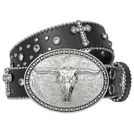 BELTROAD Cowboy Cowgirl Belts for Women Men Western Belts Punk Goth Belt PU Leather Belt With Western Buckle