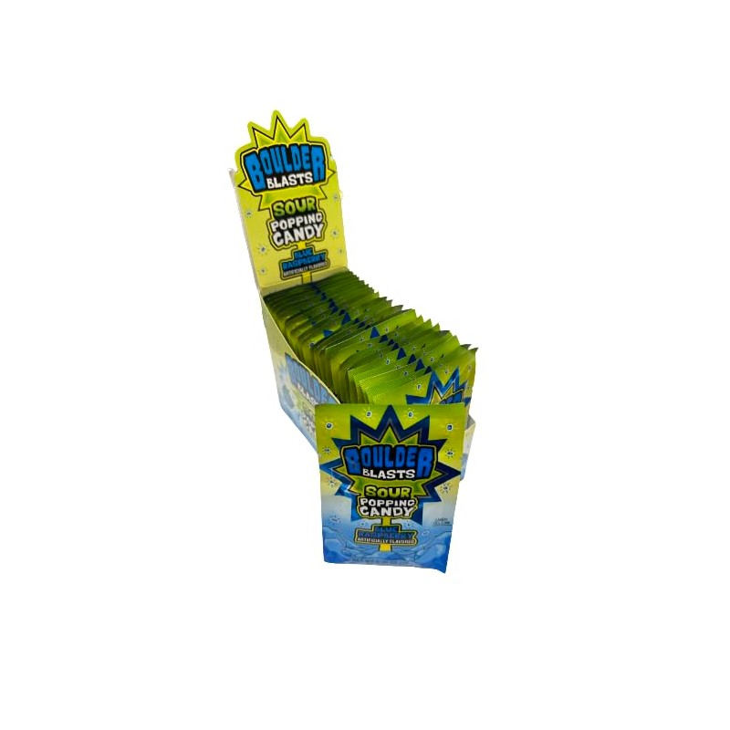 Koko's Boulder Blasts Sour Popping Candy Case of 24 Pouches
