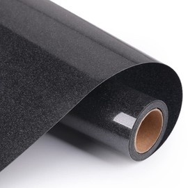 GraceM HTV just Buy it Iron on Vinyl Works with Silhouette for T-Shirt, Easy to Cut&Weed, Customer Repeat 5ft by 12inch roll Matte Heat Transfer Vinyl (Glitter Black) â€¦