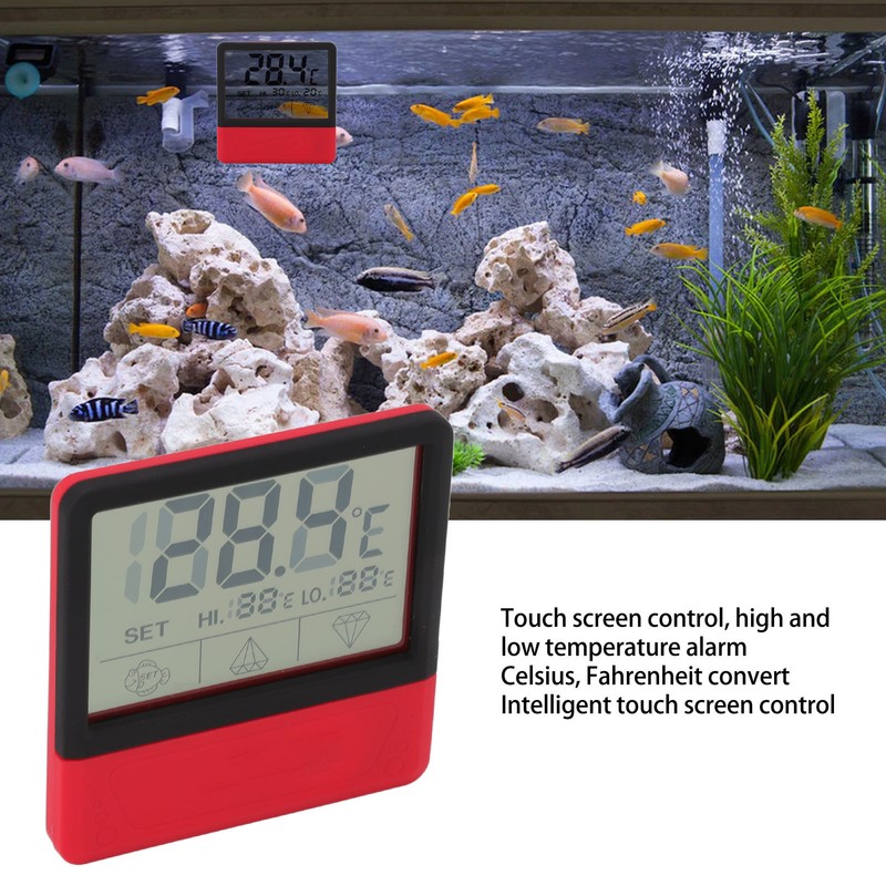 Digital Aquarium Thermometer High Accuracy High Temperature Alarm LED Fish
