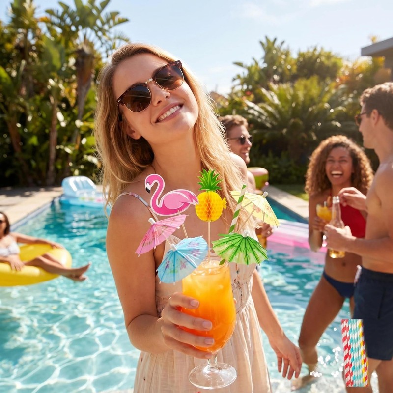 Bekecidi [10 Styles] 100PCS Drink Umbrellas Cocktail Picks, Mini Paper