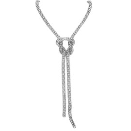 Vanesseva Chunky Round Gold Plated Chain Knot Choker Necklace for Women Herringbond Chain Link Hip hop Statement Trendy Minimalist Jewelry Long Y Choker Casual Necklace(silver)