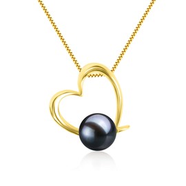 Black Japanese AAAA 7mm Akoya Cultured Pearl Pendant Necklace 18 Inch Solitaire Necklace Pendant - Orien Jewelry