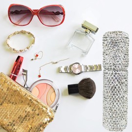 WedFeir 10ML Bling Perfume Spray Bottle, Rhinestone Travel Refillable Perfume Atomizer Bottle Bling Portable Mini Perfume Spray Dispensers. (Silver)