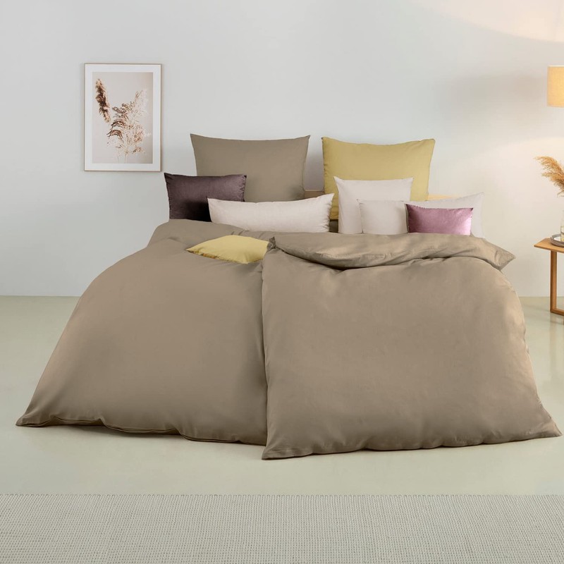 Soifox Set of 2 Pillowcases, 40 x 80 cm, Sandy