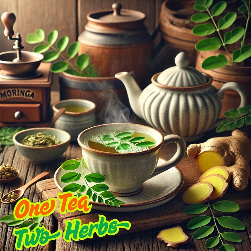 Moringa Leaves Tea with Ginger 8 oz, Boost Immunity, Aid