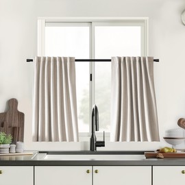 UHITECH Ivory Blackout Curtains 45 Inches Long for Thermal Insulated Curtains 2 Panels Sets Bedroom 100% Blackout Curtains Light Blocking Curtains for Nursery Kids(Ivory, 52W x 45L)