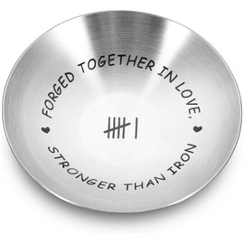 Cunegra 6th Wedding Anniversary Iron Gift, Steel Jewellery Dish, Gifts for 6th Anniversary for Wife, Girlfriends, Husband Valentines Christmas Jewelry Ring Holder(4'' x 4'')