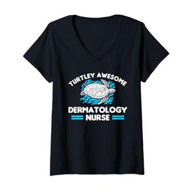 Womens Turtley Awesome Dermatology Nurse Dermatologist V-Neck T-Shirt