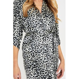 CityComfort Kimono Dressing Gowns, Women's Satin Robe, Ladies Dressing Gowns (Animal Print, S)