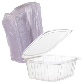 ECO PRODUCTS Compostable 32oz Clear PLA Plastic Hinged Deli Containers, Pack of 100, Meal Prep Box, Takeout Box With Lid, PLA Is a Renewable Material Made from Plants, ASTM Compliant, BPI-Certified