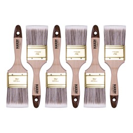 HARDY WORKING TOOLS Flat Brush Set 6 Pieces - 60 mm Width Paint Brush Set with Wooden Handle, Paint Brush Series *45*, 6 Pieces, Brush Set A0205-450625, Brown