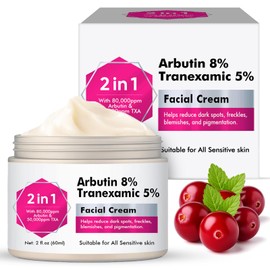 Arbutin 8% + Tranexamic Acid 5% Cream, Professional Arbutin Cream for Dark Spots and Hyperpigmentation, Potent Tranexamic Acid Serum Formula