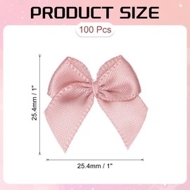PATIKIL 1 Inch Mini Ribbon Bow 100 Pcs Satin Fabric Ribbon Flower Bows Appliques for DIY Craft Sewing Wedding Party Decoration, Dusty Rose