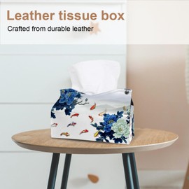 2 Pack Tissue Box Cover Holder, Pink Flamingo Floral Rectangle Leather Tissue Case, Decorative Organizer for Tabletop, Bathroom, Car, Office