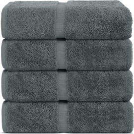 Chakir Turkish Linens 100% Cotton Premium Turkish Towels for Bathroom | 30'' x 60'' Large Bath Towels (4 Piece, Dark Gray)