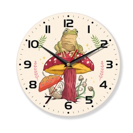 AZCXOIC Wall Clocks,Frog 10 Inch Wall Clock,Mushroom Small Battery Operated Wall Clocks Decorative for Kitchen/Living Room/Bedroom/Bathroom/Dining Room
