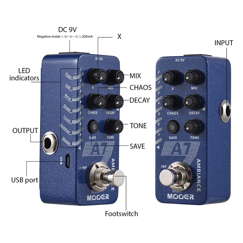 MOOER Guitar Ambiance Reverb Pedal Electric Guitar Effects Pedal 7