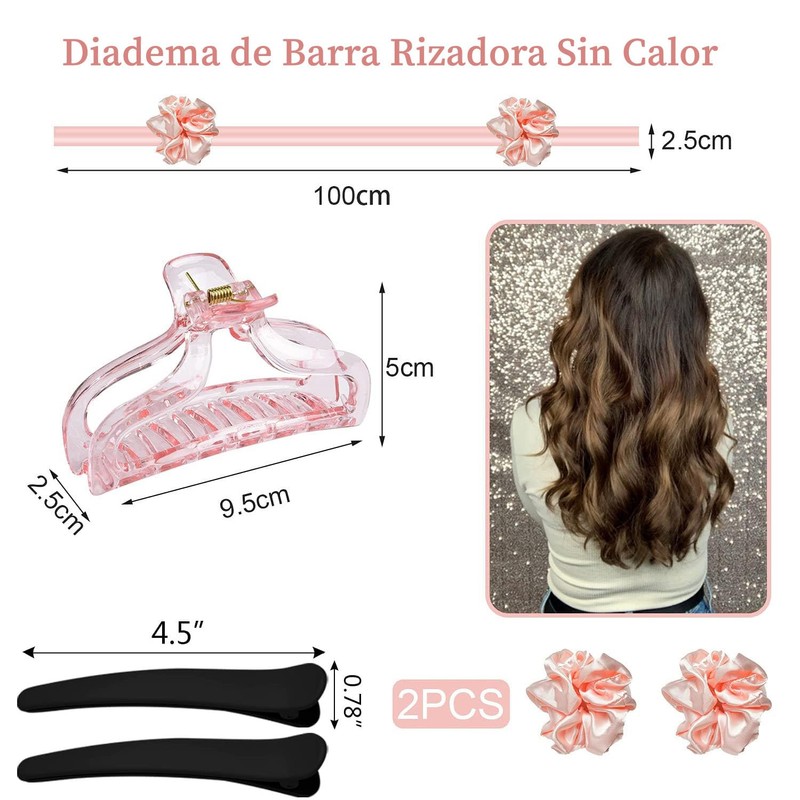 Rizador Pelo Sin Calor, Rulos Flexibles para Rizar Pelo Ondas,