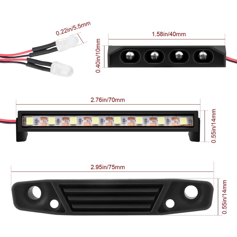 DashRC LED Lights Kit for RC Crawler Redcat Ascent-18, LED