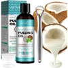 Coconut & Peppermint Oil Pulling Kit: Includes Tongue Scraper and Measuring Cup - Natural, Alcohol-Free Mouthwash for Fresh Breath, Teeth Whitening, and Gum Health