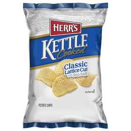 Herr's Lattice Cut Kettle Chips, 2.5 Ounce (Pack of 24 Bags) – Extra Crunchy Kettle-Cooked Chips with Classic Lattice Texture – Great for Sharing and Savory Snacking