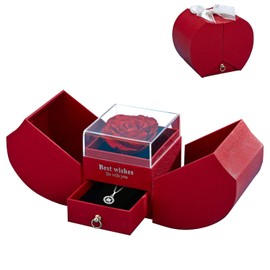 Conjunto Regalo de Flor Rosa Roja Eterna, Caja de regalo de rosas rojas, rosa real conservada, flores eternas, regalos para su madre en el día de San Valentín, cumpleaños, aniversario, Navidad