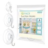 RELBRO Suction Cup Hooks, 10 Pcs Clear Suction Cups with