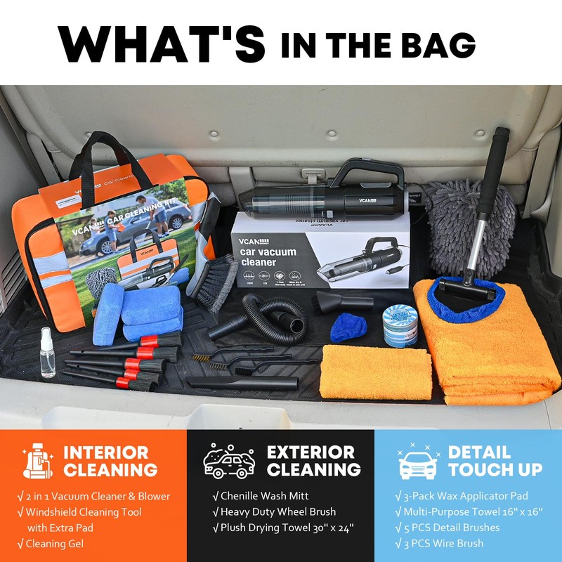 Car Cleaning kit, Car Interior Detailing kit with 10000pa Car