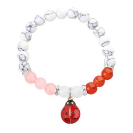 PLITI Ladybug Bracelet - Red, Beaded, Heart Shape - She Believed She Could So She Did - Ladybug Lover Gift - 7.67 inches