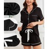 SHEKINI Women Pyjamas Set Short Sleeves Button Down PJ Set
