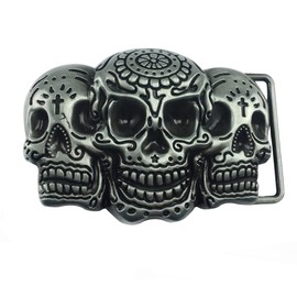 Men's Punk Skull Belt Buckle Antique Silver 3D Skull Head Gothic Ghost Head Father's Day Christmas Gift for Men Women 3, As Shown