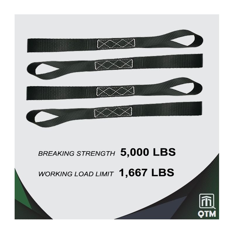 QTM 4 Pack Retractable Ratchet Straps, 1" x10' with Soft