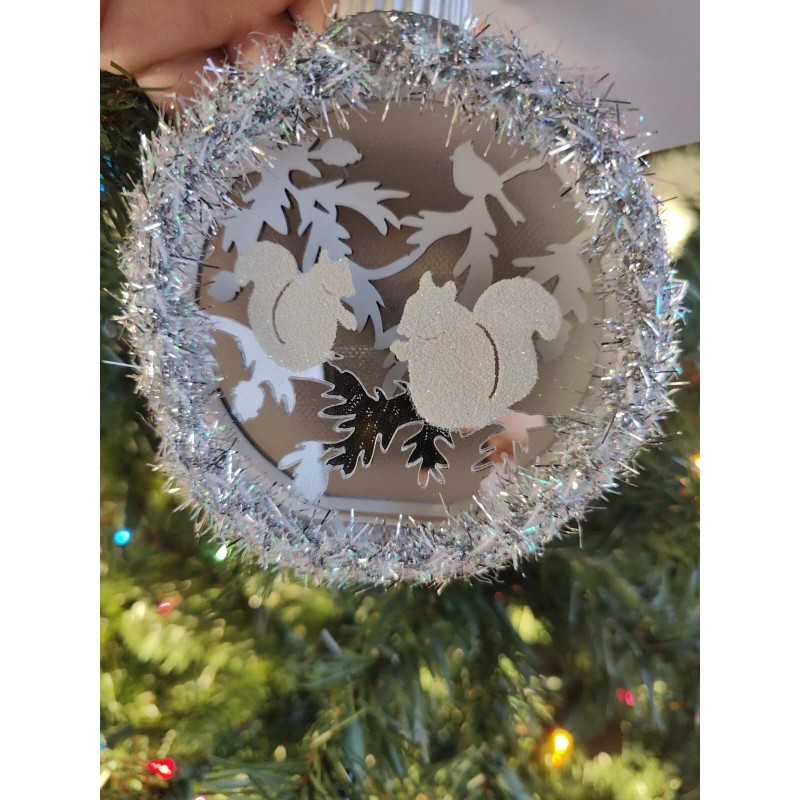 Macy's Holiday Lane Ornament Northern Holiday Squirrel scene LED NWT