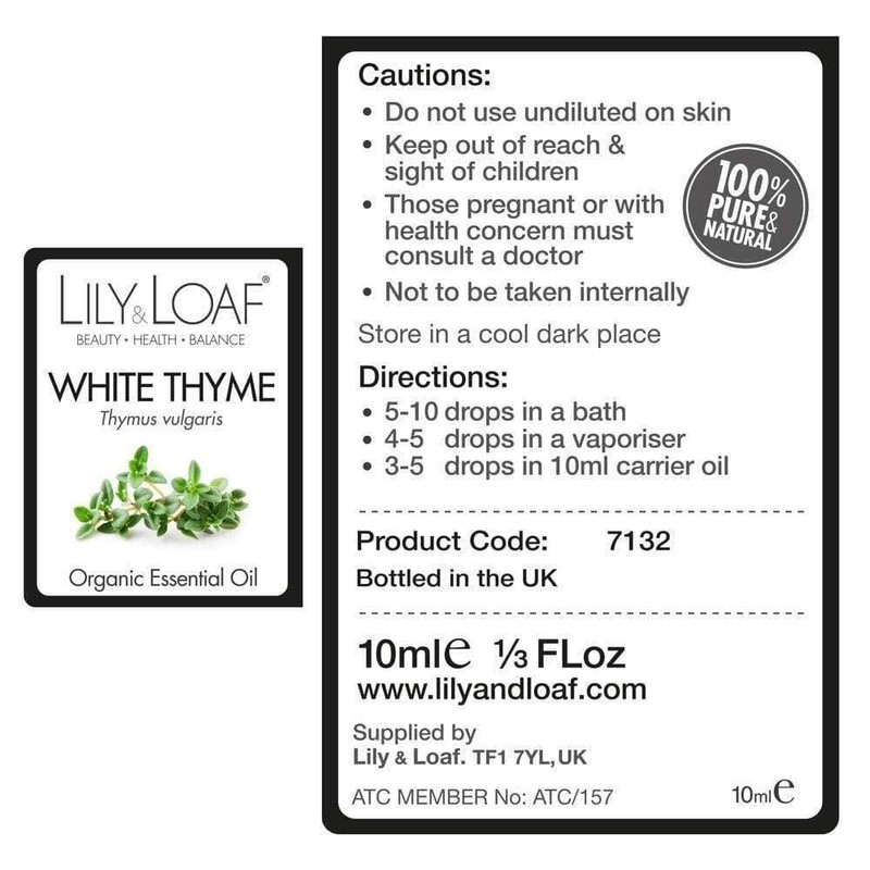 Lily & Loaf White Thyme Organic Essential Oil (Thymus vulgaris)