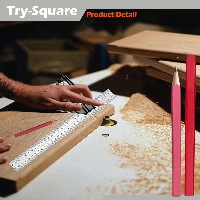 Combination Square – Engineers Set Square, Stainless Steel Angle Ruler