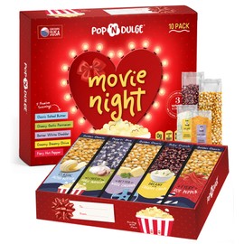 Popcorn Gifts For Women Movie Night Gift Baskets Gifts For Her Gift Set For Women, 10 Piece Set, 5 Gourmet Popcorn Kernels and 5 Popcorn Seasoning Flavoring, Non-GMO, Gift Idea From Daughter, Wife, Mom, Son