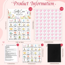 Pasimy 37 Pcs Self Care Bingo Game - 24 Self Care Bingo Cards, Therapy Bingos Games for Adults Large Group Mental Health Awareness Month Party Activities Supplies Counseling Session Gift