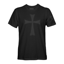 Knights Templar Crusader Cross Men's Stealth T-Shirt (Black Shirt, M)